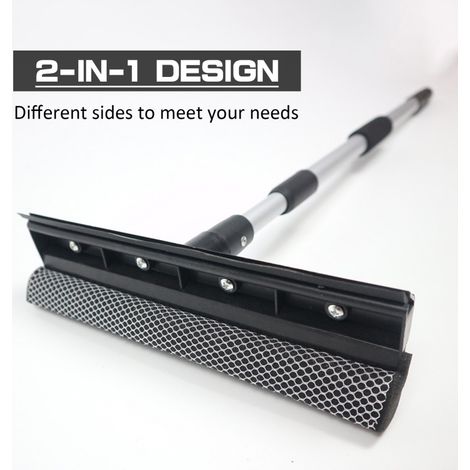 Raclette à vitre extensible, outil de nettoyage de vitres de douche, raclette éponge à manche extensible, accessoires de nettoyage pour vitres intérieures et extérieures (1/5)