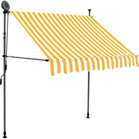 Auvent manuel rétractable avec LED-Store banne 150 cm Blanc et orange (1/5)