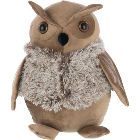 Ferma Porta Gufo Giacca Poliestere Cammello/Beige 28cm Peraga Christmas