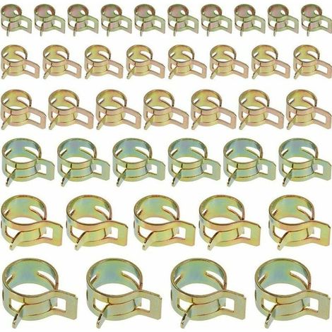 60 Stück Federclip-Schlauchschellen, Rohrfederclip-Schellen, verstellbare Schlauchschelle, 6 verschiedene Größen zum Befestigen flexibler Rohre und Schläuche