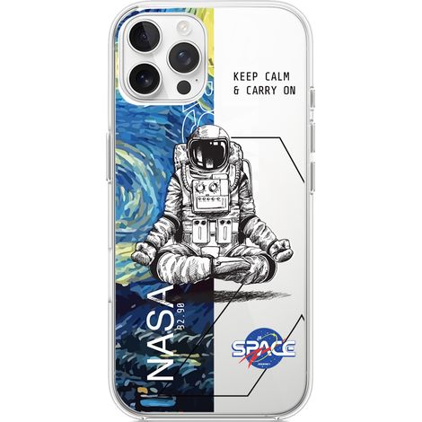 Funda para iPhone 12 Pro Max, transparente, silicona flexible, Keep Calm in Cosmos (1/5)