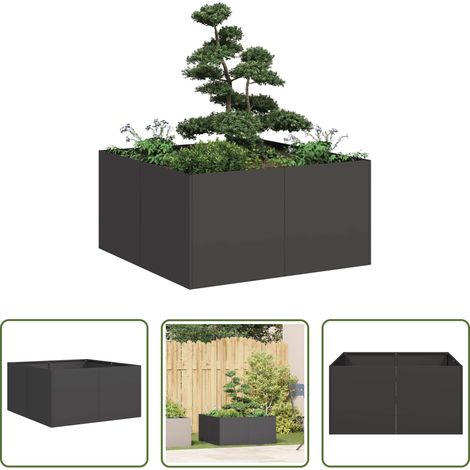 Garten - Pflanzkübel Schwarz 80x80x40 cm Kaltgewalzter Stahl (1/5)