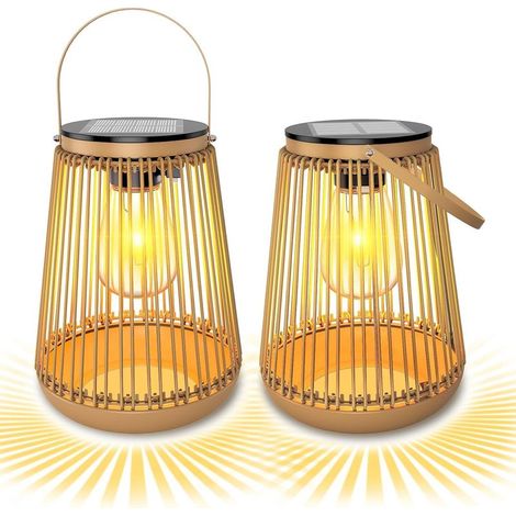 Solarlaternen, wasserdichte Solar-Hängeleuchten für den Außenbereich, handgewebte Laternen, Gartendekoration, Tisch- und Campingleuchten für Garten, Hof, Veranda, Bäume, 2er-Pack (1/5)