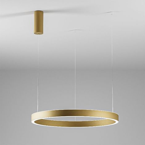 Lustre moderne gea luce criseide s 1p led suspension anneau plafonnier, finition métal oro spazzolato