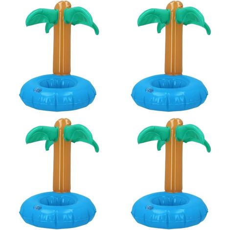 Porte-gobelets gonflables en forme de palmier, lot de 4, décoration pour piscine, fêtes d'été et soirées à thème (1/5)