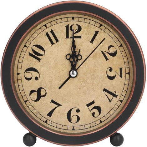 Retro-Vintage-Analogwecker, runder Wecker, kleine Schreibtischuhr, super leise, nicht tickend, kleine Uhr für Heimdekoration