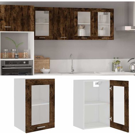 Hängeschrank Lyon Glas Räuchereiche 40x31x60 cm Holzwerkstoff