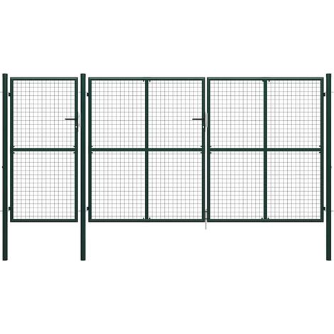 vidaXL Puerta de jardín de acero 400 x 200 cm verde (1/5)