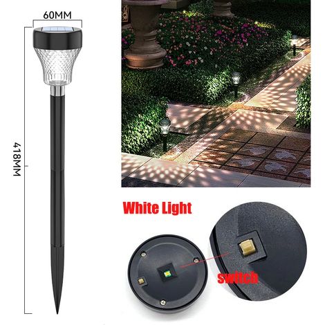 (Lot de 2 - 1 lampe blanche améliorée) Lampes solaires d'extérieur, nouvelles lampes de jardin étanches, éclairage LED décoratif pour allées, terrasses, patios et jardins. (1/5)