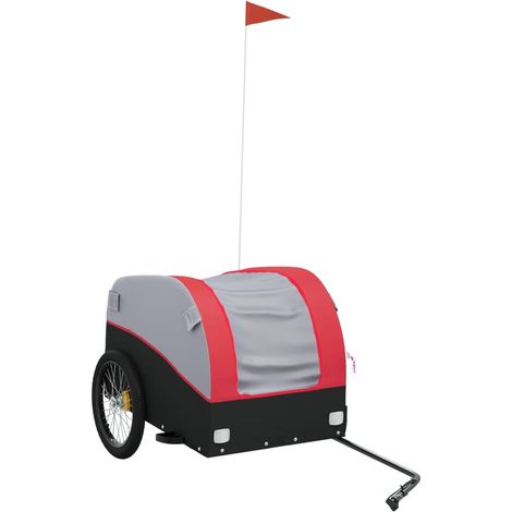 vidaXL Remorque de vélo noir et rouge 45 kg fer