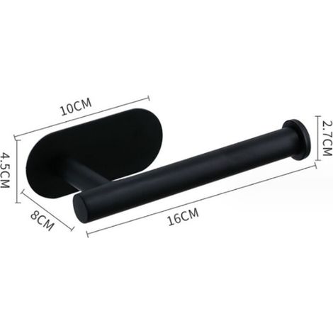 Porte-papier toilette noir, support mural pour rouleau de papier toilette, sans perçage, en acier inoxydable (1/3)