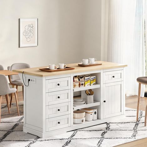 Buffet coloris natural blanc en MDF 150 x 65 x 75,5 cm (1/5)