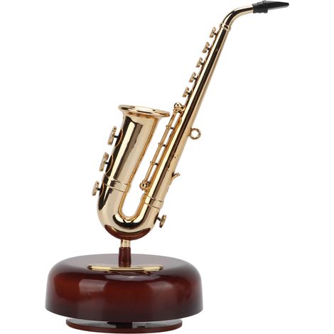 Mini-Saxophon-Spieluhr, drehbare Spieluhr zur Heimdekoration, Geburtstagsgeschenk (1/5)