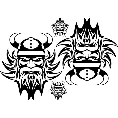 Adesivi Sticker Maxi Vichingo per Autocarro, 50 x 35 cm - Colore: NERO