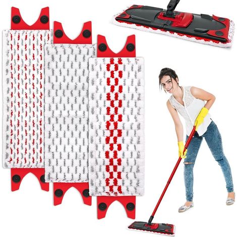 3 PièCes Recharge Vileda Ultramax, Housses De Vadrouille En Fibre De Haute Qualité, Compatibles Avec La Plupart Des Gammes De Vadrouilles, AdaptéEs à Tous Les Sols Durs. (1/4)