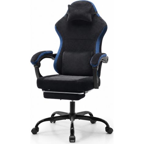 Réglage Facile Fauteuil Gamer Ergonomique Siège Inclinable 135° avec Repose-Pieds Rétractable et Roulettes Silencieuses (1/5)