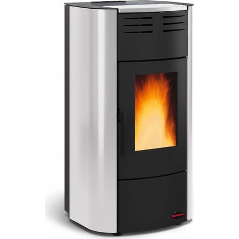 La Nordica Extraflame stufa a pellet Raffaella Idro H15 2.0 argento 20,7 kW per 545 m riscaldamento rivestimento in acciaio (1/2)