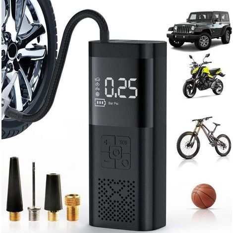 Gonfleur de pneu portable compresseur d'air - 180 PSI et 4 000 mAh puissant gonfleur de pneus, pompe à air électrique à gonflage plus rapide 3 fois avec manomètre numérique pour (1/4)