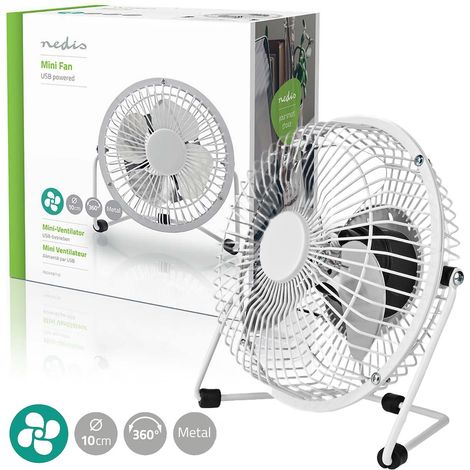 Nedis Ventilatore da scrivania tavolo computer pc alimentazione USB 3 Watt 10 Cm Bianco