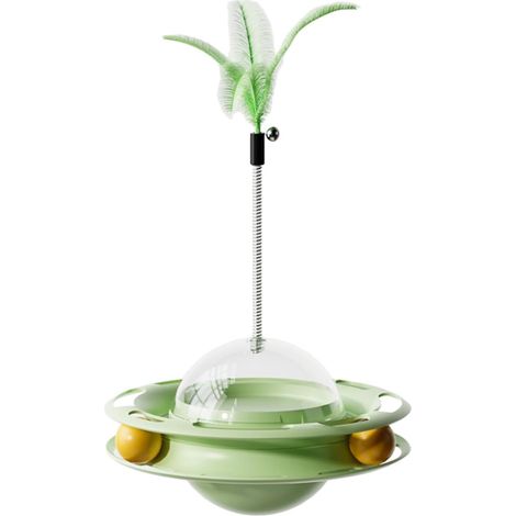 Distributeur interactif de Jouets pour Chat, gobelet tournant avec Plumes pour Chat d'intérieur, Stimulation mentale Jeu d'exercice (B Taille Unique) (1/3)