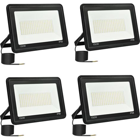 4 Pièces Projecteur Led ExtéRieur 150W, Spot Led ExtéRieur 15000LM 6000K Blanc Froid IP66 ImperméAble Projecteur Exterieur Pour Jardin Garage Patio Grange Cour