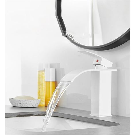 Robinet de lavabo en acier inoxydable blanc - Flexible d'évier de 50 cm (petit modèle) (1/5)