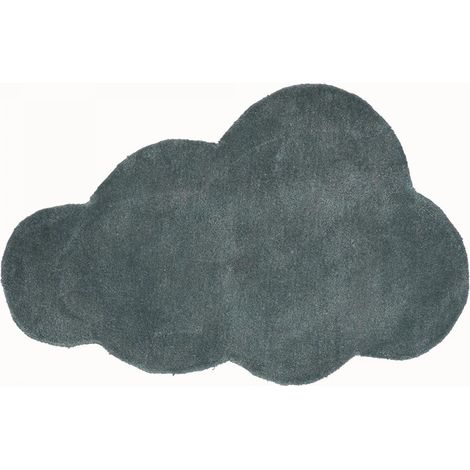 Tapis enfant fait main en coton 90x160 gris forme originale NUAGE 1 (1/5)