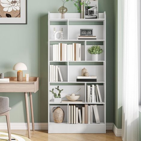 Bibliothèque 6 Niveaux cloison, 24 x 80 x 170 cm Blanc Étagère à 6 Niveaux, Meuble de Rangement Livres, Cloison Séparateur, Présentoir, Pour Salon, Chambre, Bureau (1/5)
