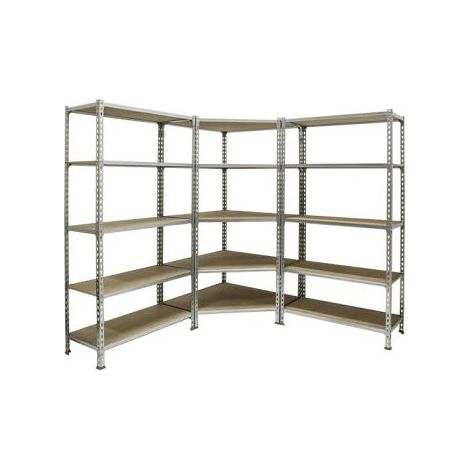 Simonrack Metall-Eckregal Galvanisiert Holz 5 Regalböden