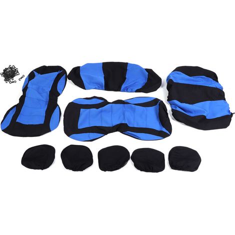 Car Seat Cover, 2mm Mesh-Terrestrial Fabric Seat Covers for 5-Seater Cars, Fits Most Car Seats (Blue/Black)