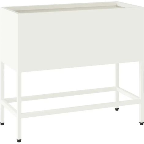 Bac de jardin surélevé moderne 60 x 26 x 45 cm design contemporain ambiance fraîche en acier blanc (1/5)