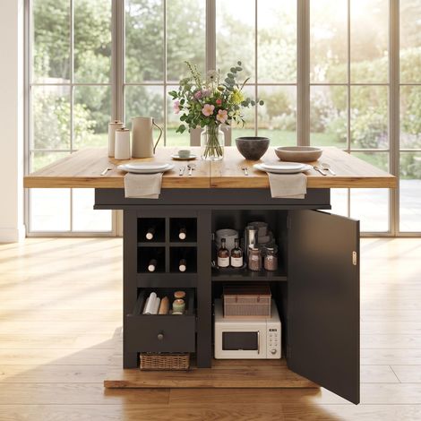 FurnitureR MDF PB Extendable Dining Table 110 to 140x80cm Cabinet Doors (1/5)