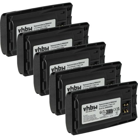 vhbw 5x Akku kompatibel mit Motorola RMV2080, XT665, XT660, RVA50, XT460, XT420, XT220, XT660d Funkgerät, Walkie Talkie (2100 mAh, 3,7 V, Li-Ion)