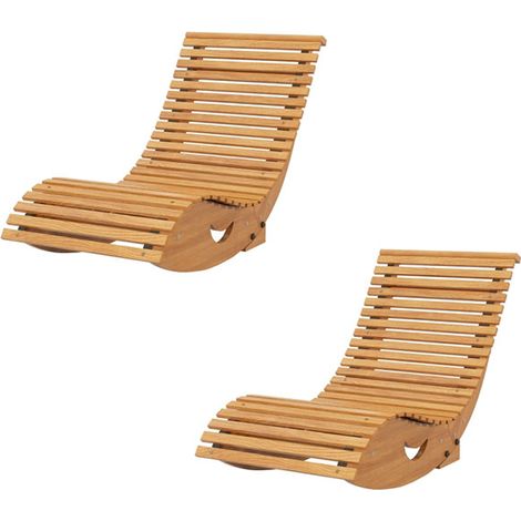 2er-Set outdoor Schaukelstuhl, Hochlehner, einstellbare Basis, Kiefernholz, 130 x 60 x 60cm, Hellbraun