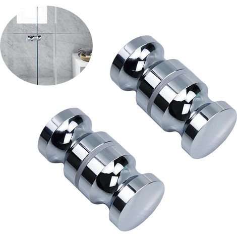 poignées de porte de douche - double face - poignées dos à dos pour portes de salle de bain coulissantes - alliage d'aluminium - pour portes de douche - chrome poli (1/5)