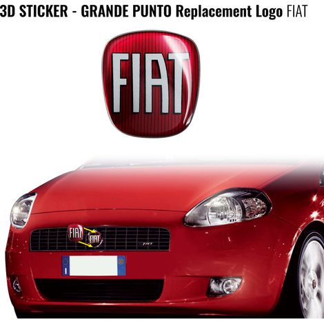Adesivo Fiat 3D Ricambio Logo per Grande Punto - Confezione: ANTERIORE - Colore: COLOR