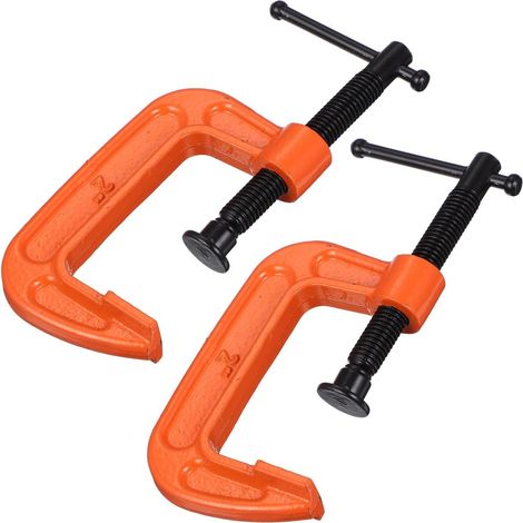 2 Pièces Pince en C Robuste Orange en Acier, Ouverture 58mm (1/5)