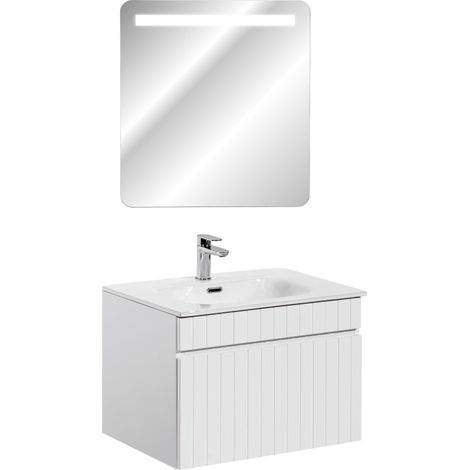 meuble vasque à encastrer + miroir LED - 100 cm - Emblematic White - Livraison gratuite (1/5)