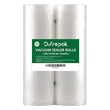 2 Rouleau 28x1500cm Rouleau Sacs Pour Machine Sous Vide Alimentaire,sans BPA et LFGB Sac de Congelation Sous Vide,Compatible Avec n'importe Quelle Scelleuse Sous Vide (le total:3000cm) (1/5)