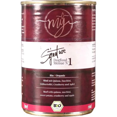 Manzo biologico 75% con quinoa e zucchine 410g cibo umido per cani My Signature (1/3)