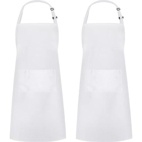 Confezione da 2 grembiuli da chef - Grembiuli con 2 tasche - Grembiuli impermeabili e regolabili per uomo e donna - Grembiuli da cucina professionali - Adatti per cucinare, giardinaggio, ristoranti, b (1/5)