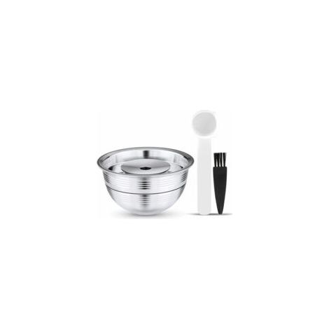 Capsule de café rechargeable en acier inoxydable, réutilisable, avec cuillère et brosse de nettoyage (1/5)