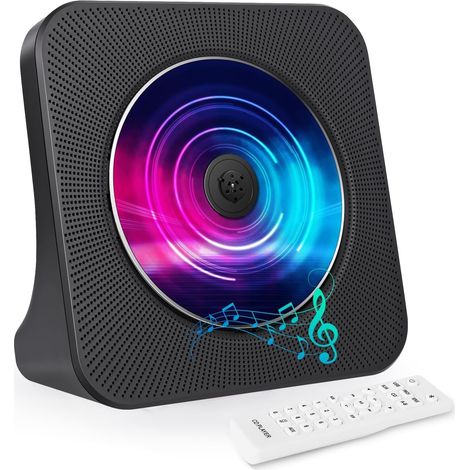 Desktop-CD-Player mit Bluetooth-Sender, tragbarer CD-Player mit Lautsprechern und Timer, CD-Radio-Player mit AUX-/USB-Anschluss, Staubschutzhülle, LCD-Display, Fernbedienung (1/5)
