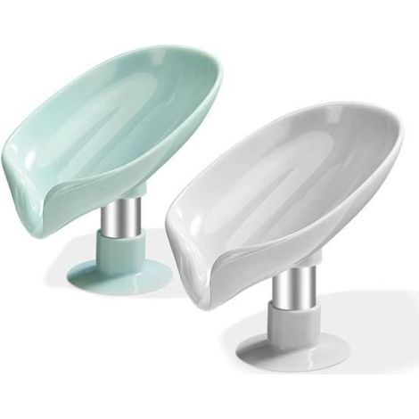Porte Savon Ventouse Lot de 2, Support Savon Douche, Porte Eponge Evier Cuisine, Porte-Savons avec Drain, Nettoyage Facile SéChage (1/4)