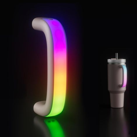 Poignée de Gobelet à Éclairage LED, Compatible avec les Gobelets 1,2L et 850mL (Quencher H2.0), 6 Couleurs, Confortable Poignée pour les Fêtes et le Plein Air (Rose) (1/5)