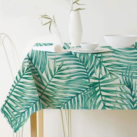 Nappe en lin vert, facile d'entretien, chemin de table, coupe asymétrique, plusieurs tailles, coloris au choix, 60 x 60 cm, feuille A (1/3)