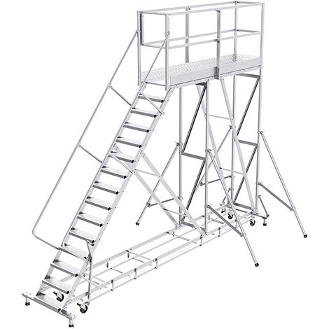 Piattaforma con ruote 12 gradini - Altezza massima di lavoro 4.40m - PTF2512PT-P-KRE