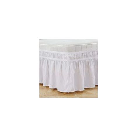 Alvinlite Jupe de lit élastique Blanche à Volants, cantonnière de Couverture en Polyester à Ajustement Facile pour Lits Jumeaux/Double/Queen/King