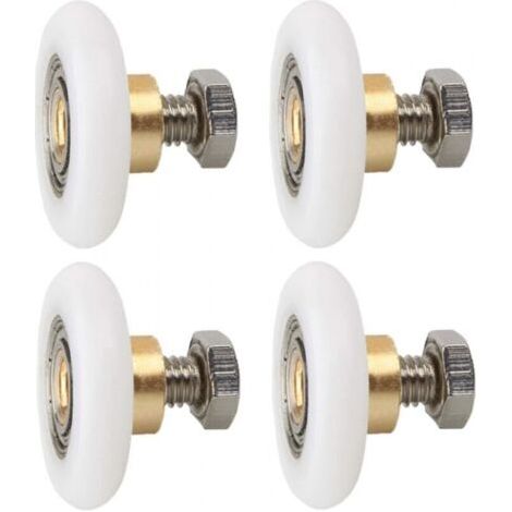 27 mm 4 Stück Duschrollentür, Ersatzräder für Duschrollentür, gerillte Ersatzrollen für Duschrollentür mit Schrauben Durchmesser 27 mm (1/5)