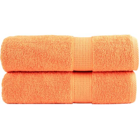Serviettes de douche haut de gamme SOLUND, lot de 2. Orange, 70 x 140 cm, 600 g/m².